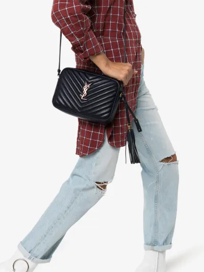 Saint Laurent navy Monogram Lou quilted cross body bag